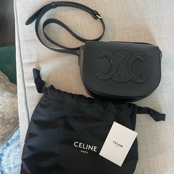 Celine Folco Cuir Triomphe bag - black - Picture 1 of 11
